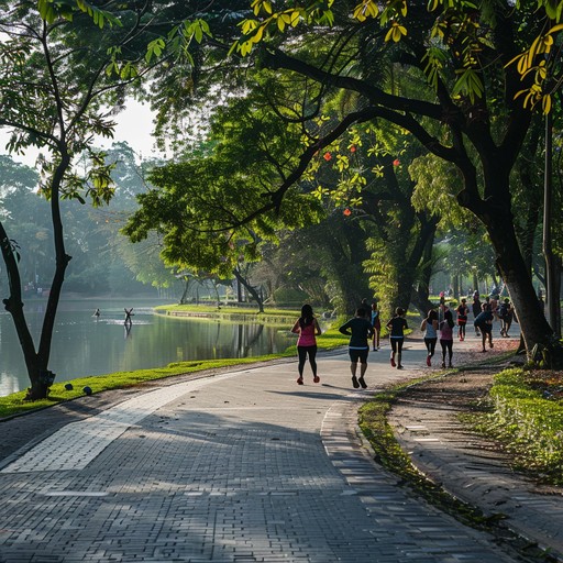 Serene outdoor morning nature walk